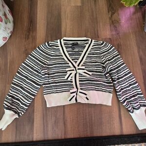 Express Black and White Striped Sweater